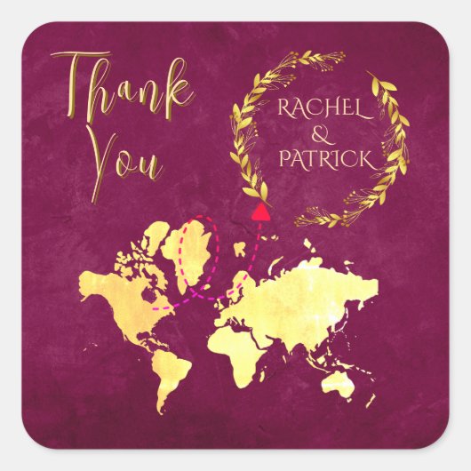 Personalized Map of Love Journey Wedding Vierkante Sticker (Voorkant)