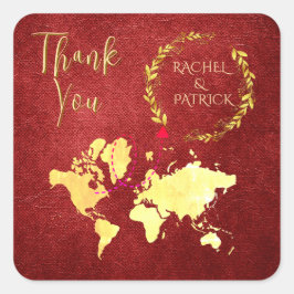 Personalized Map of Love Journey Wedding Vierkante Sticker
