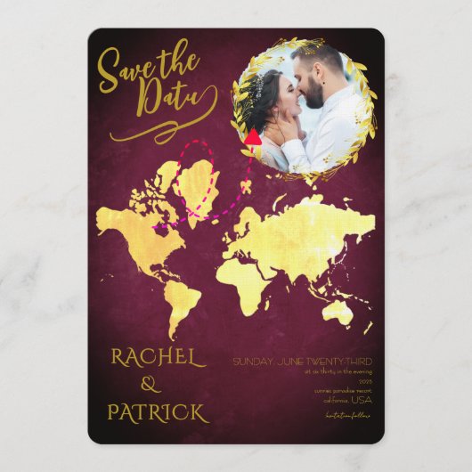 Personalized Map of Our Love Journey Save the Date Kaart (Voorkant)