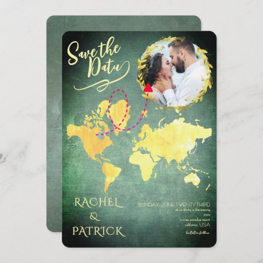 Personalized Map of Our Love Journey Save the Date Kaart (Voorkant / Achterkant)