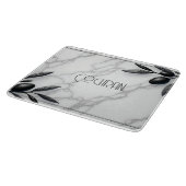 Personalized Marble and Olive Glass Cutting Board Snijplank (Hoek)