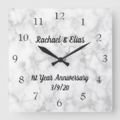 Personalized Marble Anniversary Wedding Vierkante Klok (Voorkant)