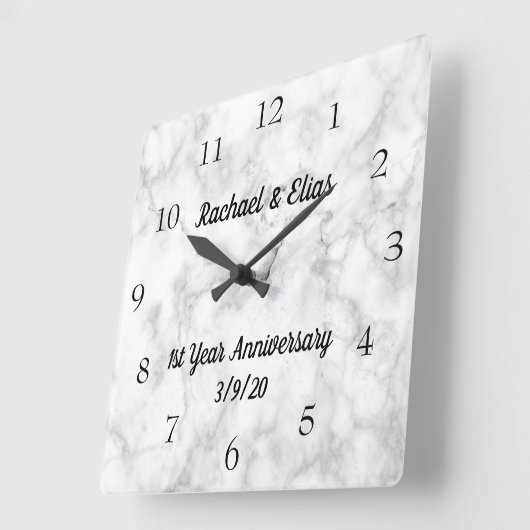 Personalized Marble Anniversary Wedding Vierkante Klok (Hoek)