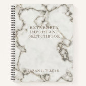 Personalized Marble Extremely Important Sketchbook Notitieboek (Voorkant)