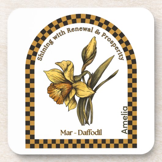 Personalized March Birth Month Flower Coaster Bier Onderzetter (Voorkant)