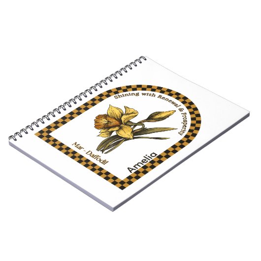 Personalized March Birth Month Flower Notebook Notitieboek (Linkerzijde)