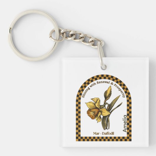 Personalized March Birth Month Flower Sleutelhanger (voorkant)