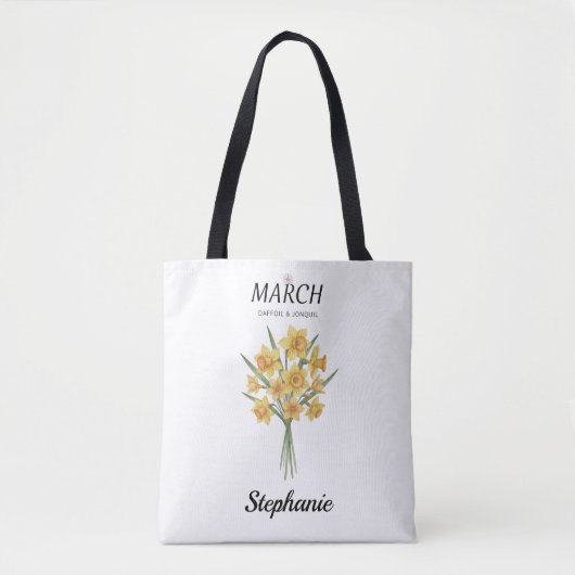Personalized March Birthday Daffodil Botanical Tote Bag (Voorkant)