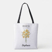 Personalized March Birthday Daffodil Botanical Tote Bag (Achterkant)