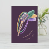 Personalized Mardi Gras Jazz Party Invitation Kaart (Staand voorkant)