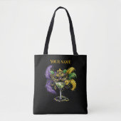 Personalized Mardi Gras Masquerade Mask & Martini  Tote Bag (Voorkant)