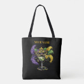 Personalized Mardi Gras Masquerade Mask & Martini  Tote Bag (Achterkant)