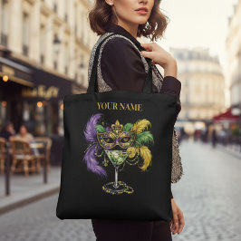Personalized Mardi Gras Masquerade Mask & Martini  Tote Bag