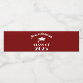 Personalized Maroon and White Graduation  Waterfles Etiket (Enkel label)