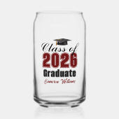 Personalized Maroon Black Class of 2026 Graduation Blikvorm Glas (Voorkant)