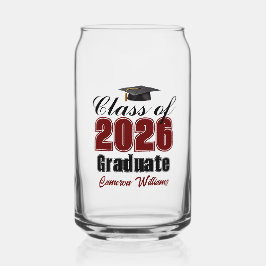 Personalized Maroon Black Class of 2026 Graduation Blikvorm Glas