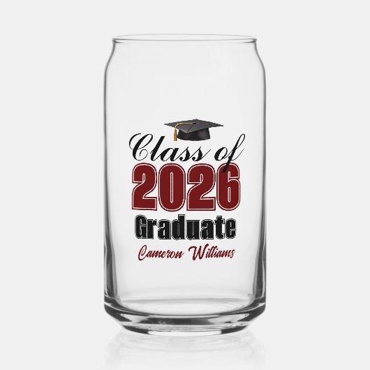 Personalized Maroon Black Class of 2026 Graduation Blikvorm Glas (Voorkant)