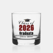 Personalized Maroon Black Class of 2026 Graduation Whisky Glas (Voorkant)