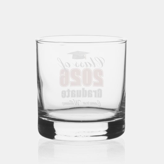 Personalized Maroon Black Class of 2026 Graduation Whisky Glas (Achterkant)
