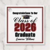 Personalized Maroon Class of 2026 Graduation Party Bedankjes Labels (Voorkant)