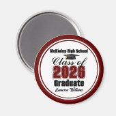 Personalized Maroon Class of 2026 Graduation Party Magneet (Voorkant / Achterkant)