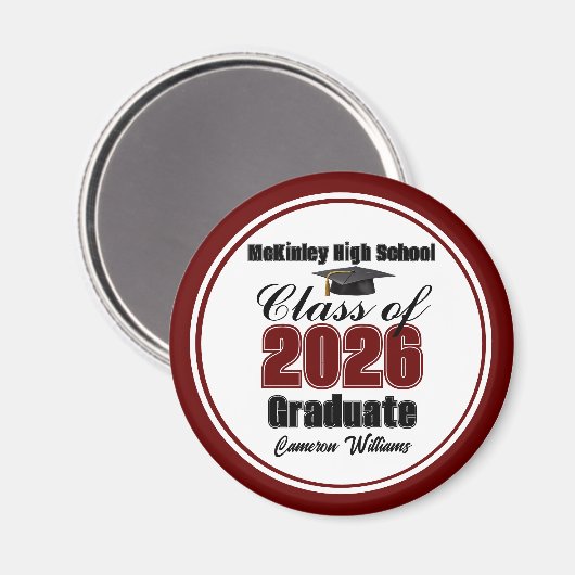 Personalized Maroon Class of 2026 Graduation Party Magneet (Voorkant / Achterkant)