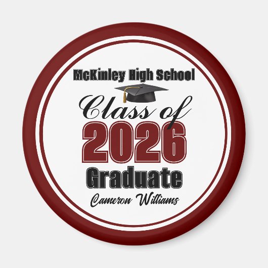 Personalized Maroon Class of 2026 Graduation Party Magneet (Voorkant)