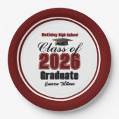 Personalized Maroon Class of 2026 Graduation Party Papieren Bordje (Voorkant)