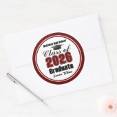 Personalized Maroon Class of 2026 Graduation Party Ronde Sticker (Envelop)
