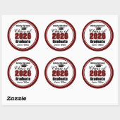 Personalized Maroon Class of 2026 Graduation Party Ronde Sticker (Vel)