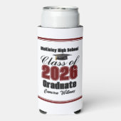Personalized Maroon Class of 2026 Graduation Party Seltzer Blikjeskoeler (Seltzer Achterkant)