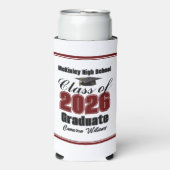 Personalized Maroon Class of 2026 Graduation Party Seltzer Blikjeskoeler (Seltzer Voorkant)