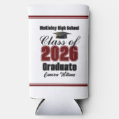 Personalized Maroon Class of 2026 Graduation Party Seltzer Blikjeskoeler (Voorkant)