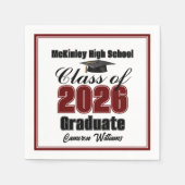 Personalized Maroon Class of 2026 Graduation Party Servet (Voorkant)