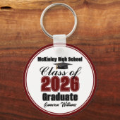 Personalized Maroon Class of 2026 Graduation Party Sleutelhanger (Voorkant)