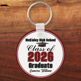 Personalized Maroon Class of 2026 Graduation Party Sleutelhanger