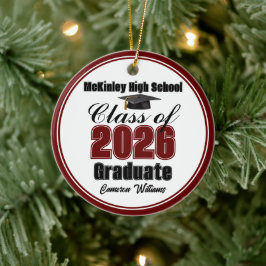 Personalized Maroon Class of 2026 Graduation Photo Keramisch Ornament