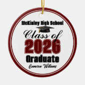 Personalized Maroon Class of 2026 Graduation Photo Keramisch Ornament (Voorkant)