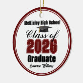 Personalized Maroon Class of 2026 Graduation Photo Keramisch Ornament (Links)