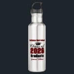 Personalized Maroon Class of 2026 Graduation Waterfles<br><div class="desc">Customize your own maroon and black high school Class of 2026 graduate stainless steel water bottle for a high school or college graduation party. Cool varsity letters for the year on a great custom commemorative keepsake for seniors.</div>