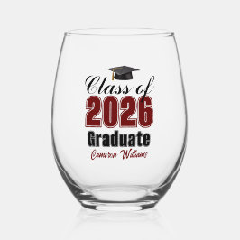 Personalized Maroon Class of 2026 Graduation Wijnglas Zonder Voet