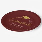 Personalized Maroon Grad Plates – Party Ready Papieren Bordje (Gekanteld)