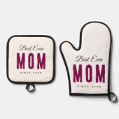 Personalized Massage Best Mom Ever   Ovenwant & Pannenlap Set (Voorkant)