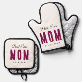 Personalized Massage Best Mom Ever   Ovenwant & Pannenlap Set (Voorkant / Achterkant)