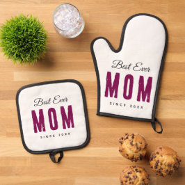 Personalized Massage Best Mom Ever   Ovenwant & Pannenlap Set