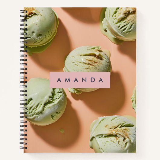 Personalized Matcha Ice Cream Scoop  Notitieboek (Voorkant)