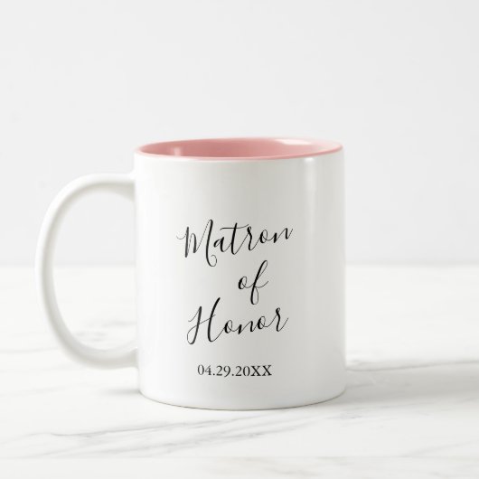 Personalized Matron of Honor Tweekleurige Koffiemok (Links)