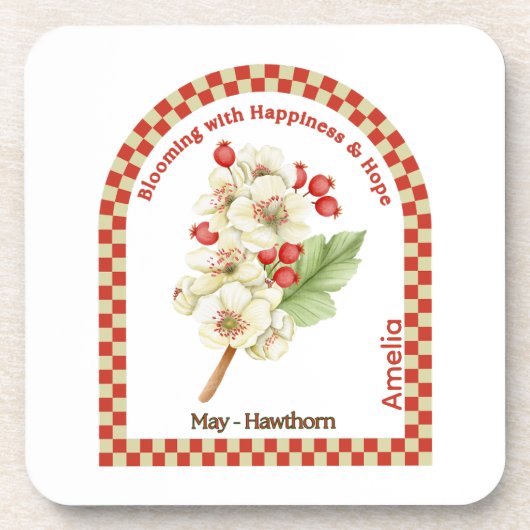 Personalized May Birth Month Flower Coaster Bier Onderzetter (Voorkant)