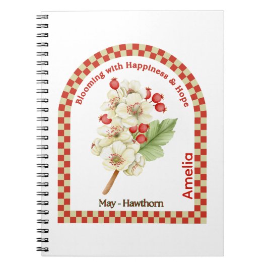 Personalized May Birth Month Flower Notebook Notitieboek (Voorkant)