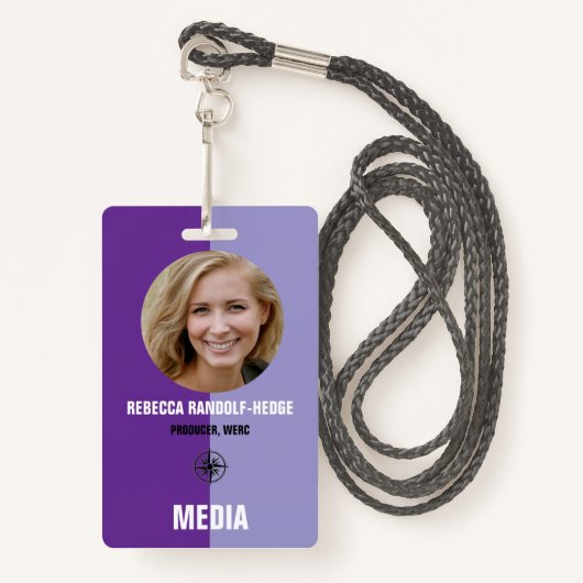 Personalized Media ID Badge / Photo, Name & Title (Voorkant met draagriem)